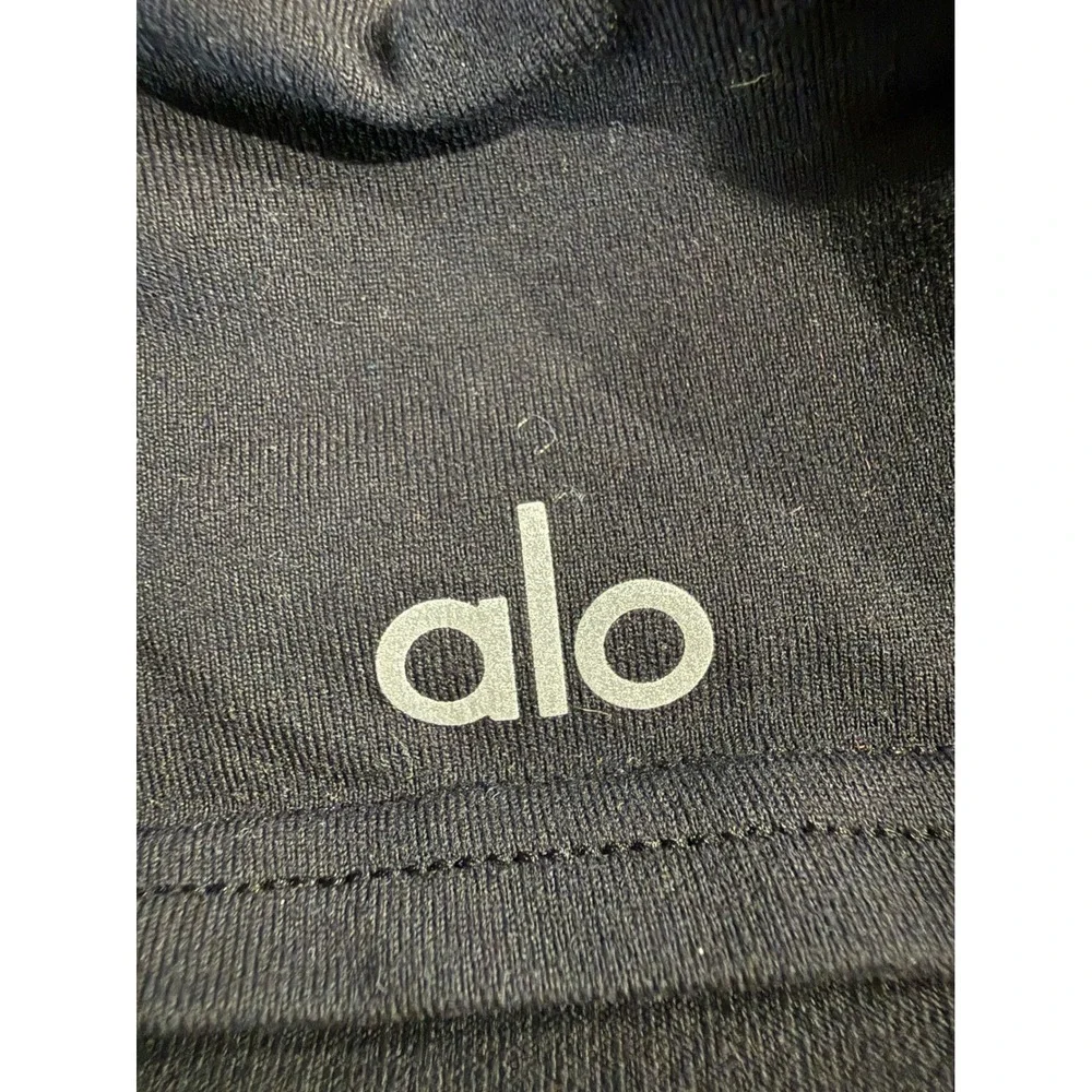 Alo Yoga Womens Black V-Neck Racerback Sports Bra Reflective Logo Size XS S